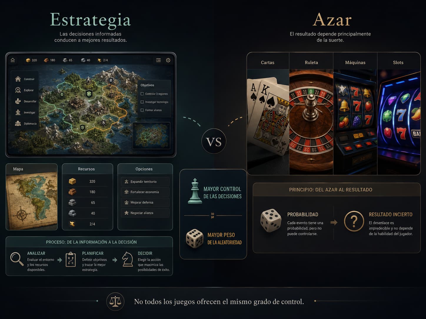 Comparación entre estrategia y azar en juegos digitales para adultos según el grado de control y la influencia de la probabilidad